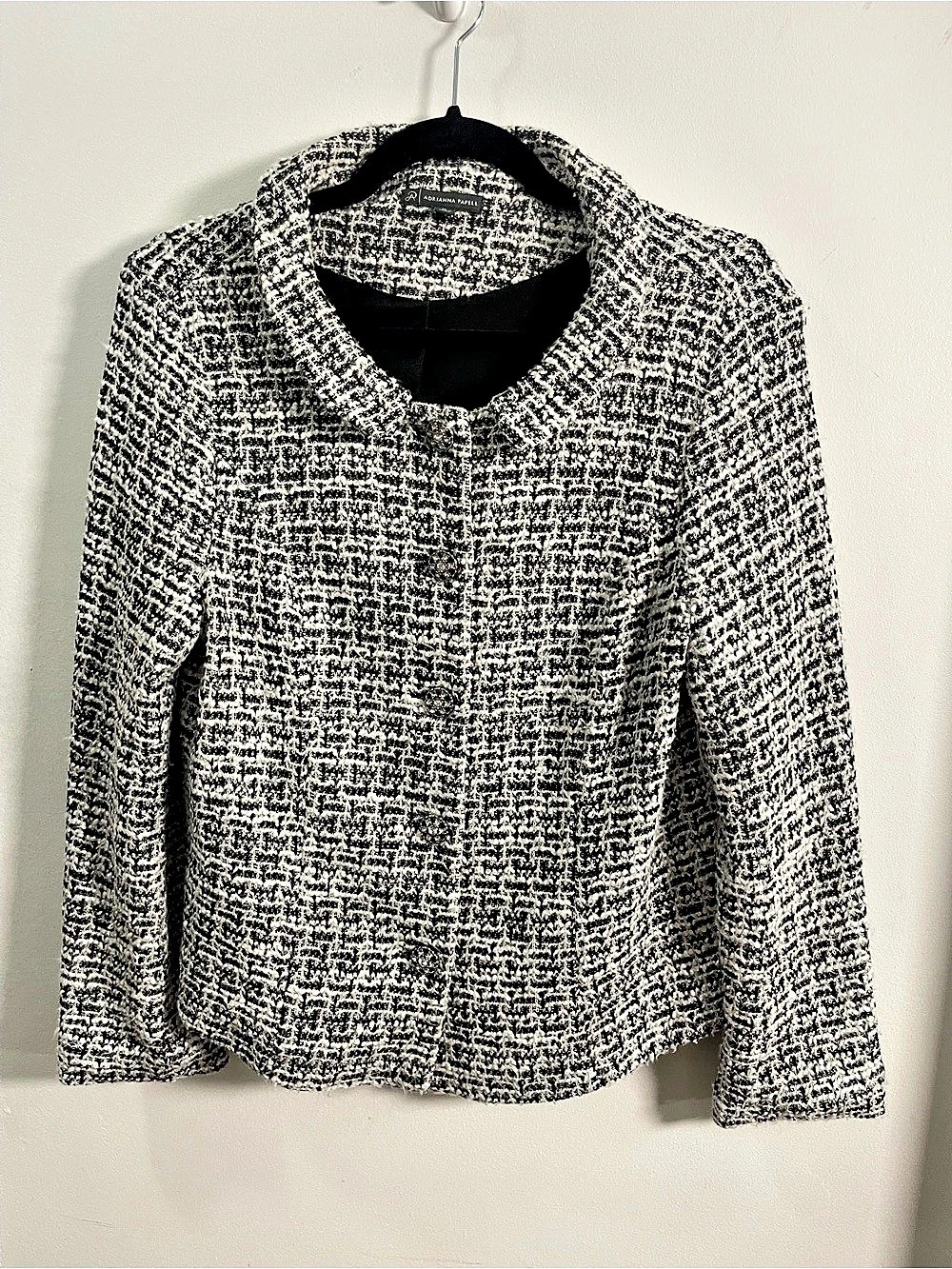 Adrianna Papell Black White Tweed Jacket M